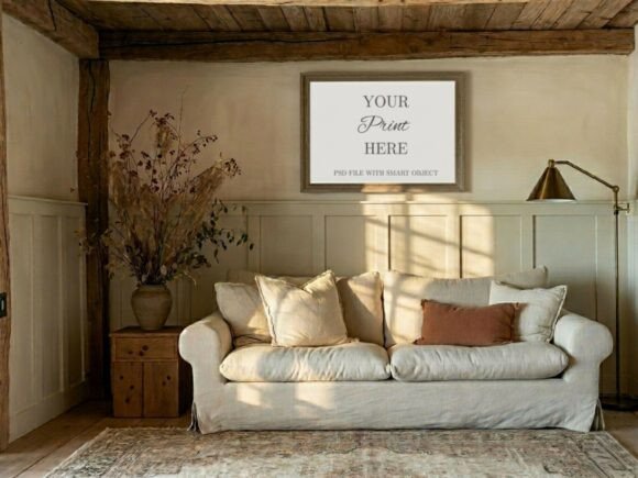 Download Rustic Sofa Horizontal Wood Frame Mockup - Horizontal wood Collection